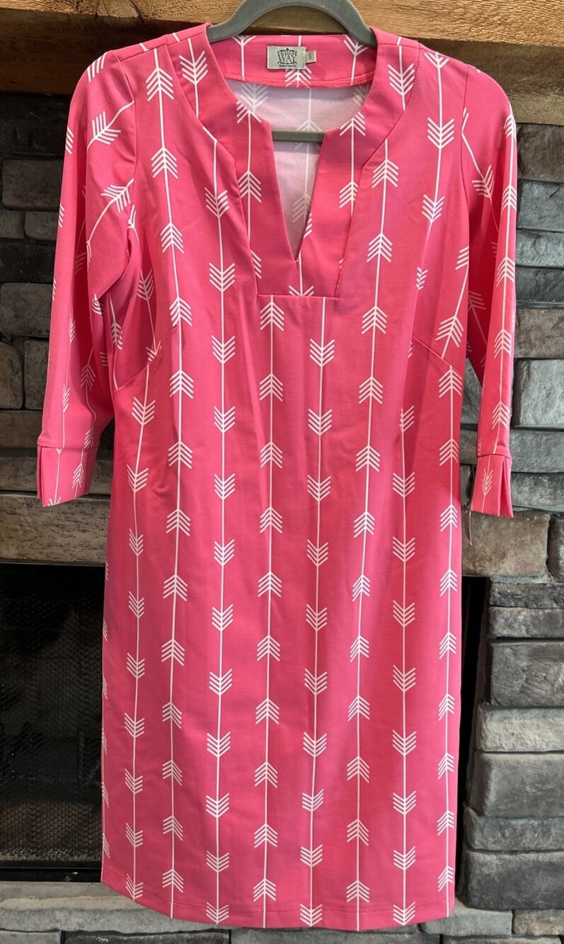 Women’s KATHERINE WAY Pink/White 3/4 Sleeve Dress Size S NWT *C1